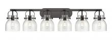  423-6W-BK-G412-6SDY - Pilaster II Bell - 6 Light - 46 inch - Matte Black - Bath Vanity Light