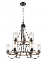 Innovations Lighting 442-9CR-BK-SDY - Paladin - 9 Light - 32 inch - Matte Black - Chain Hung - Chandelier