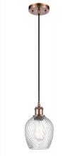  516-1P-AC-G292 - Salina - 1 Light - 6 inch - Antique Copper - Cord hung - Mini Pendant