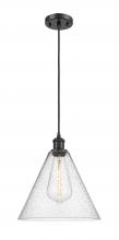 Innovations Lighting 516-1P-BK-GBC-124 - Berkshire - 1 Light - 12 inch - Matte Black - Cord hung - Mini Pendant