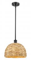 Innovations Lighting 516-1S-BK-RBD-12-NAT - Woven Rattan - 1 Light - 12 inch - Matte Black - Mini Pendant