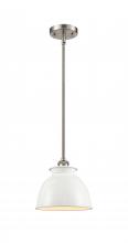  516-1S-SN-M14-W - Adirondack - 1 Light - 8 inch - Brushed Satin Nickel - Mini Pendant