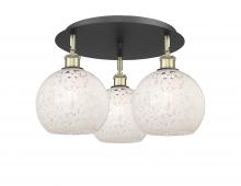  516-3C-BAB-G1216-8WM - White Mouchette - 3 Light - 20 inch - Black Antique Brass - Flush Mount