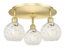  516-3C-SG-G1216-6WM - White Mouchette - 3 Light - 18 inch - Satin Gold - Flush Mount