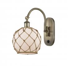  518-1W-AB-G121-8RB - Farmhouse Rope - 1 Light - 8 inch - Antique Brass - Sconce