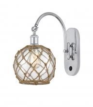  518-1W-PC-G122-8RB - Farmhouse Rope - 1 Light - 8 inch - Polished Chrome - Sconce