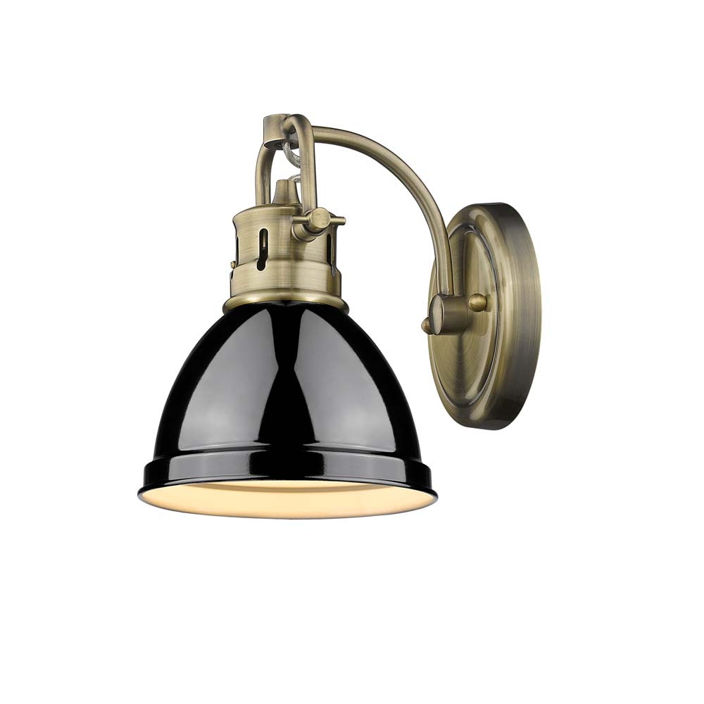 Duncan 1-Light Bath Vanity in Aged Brass with Black