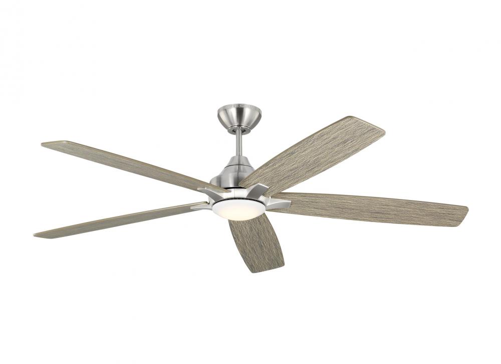 Lowden 60" Dimmable Indoor/Outdoor Integrated LED Brushed Steel Ceiling Fan with Light Kit