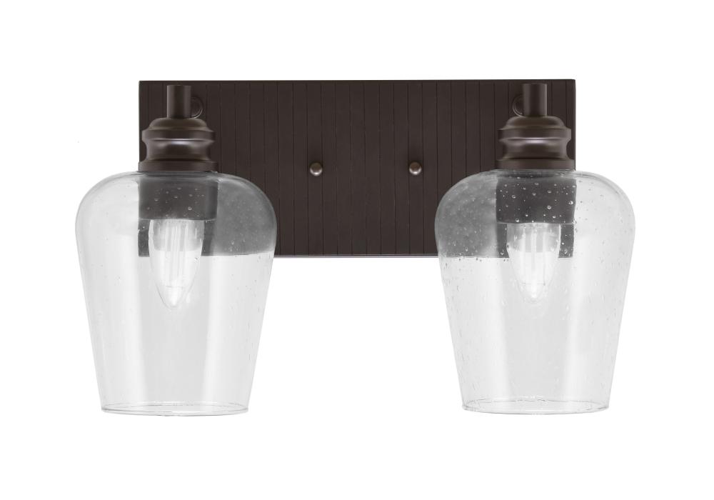 Edge 2 Light Bath Bar, Espresso Finish, 5" Clear Bubble Glass