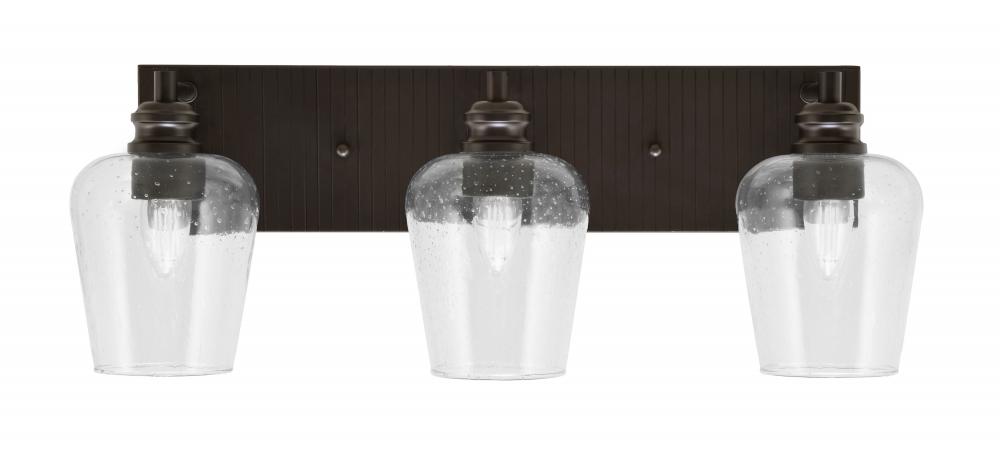 Edge 3 Light Bath Bar, Espresso Finish, 5" Clear Bubble Glass