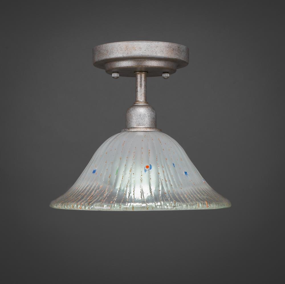 Vintage 1 Bulb Semi-Flush Shown In Aged Silver Finish