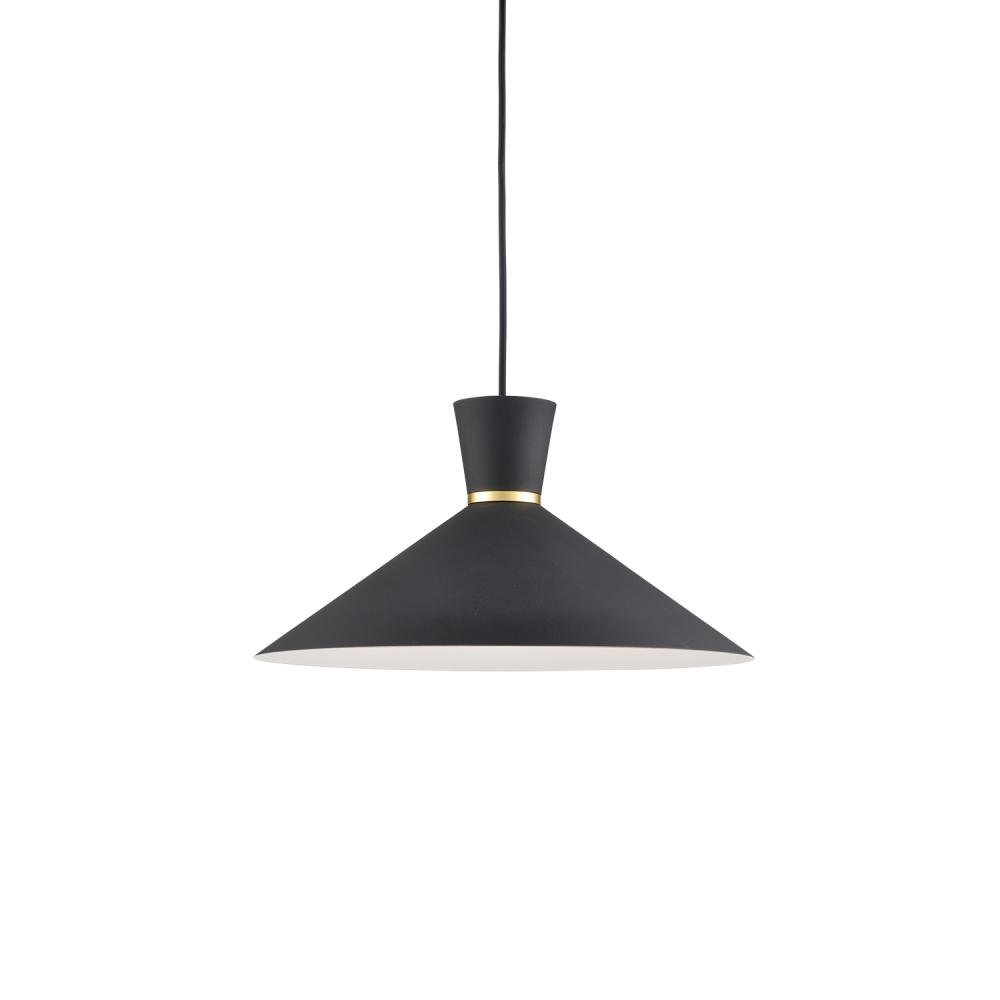 Vanderbilt 16-in Black With Gold Detail 1 Light Pendant