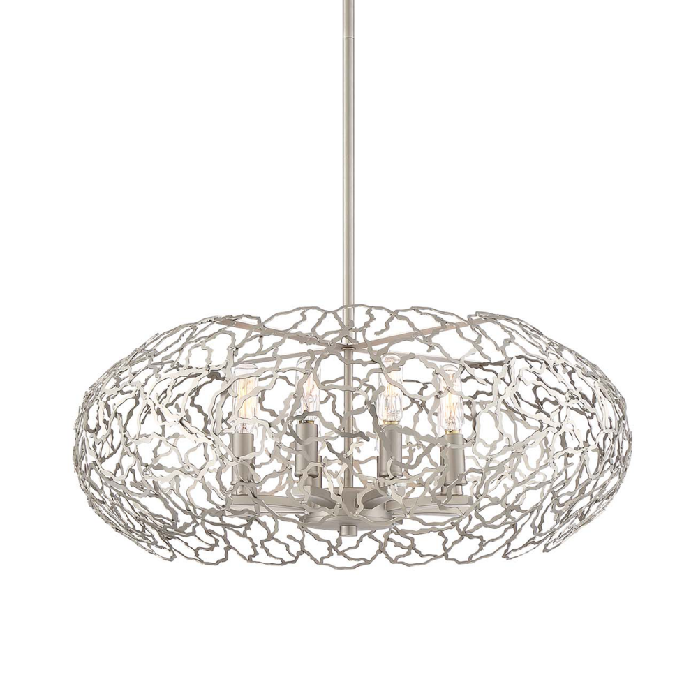 8-Light 22" Organic Oval Satin Nickel Pendant Light