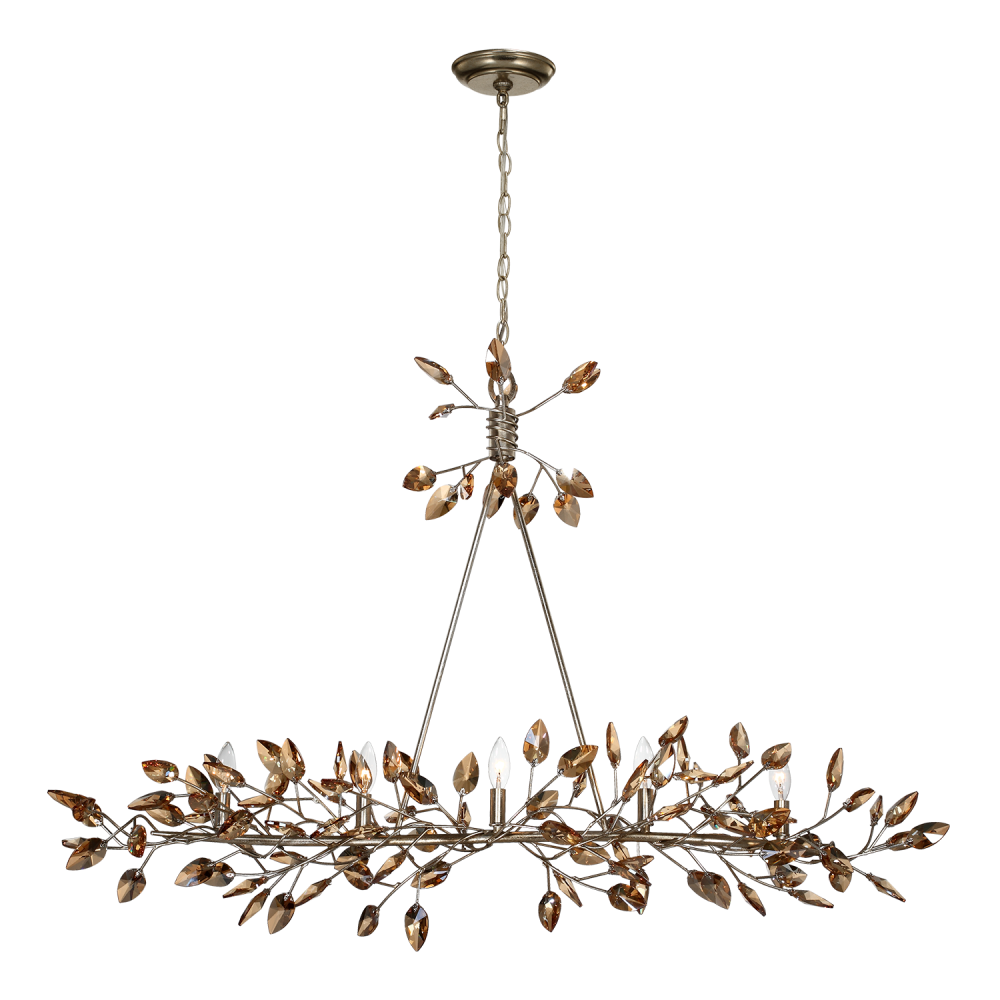 5-Light 49" Organic Antique Gold Linear Chandelier