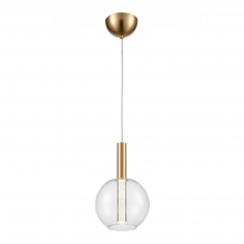 ZEEV Lighting MP40039-LED-GB - LED 7" Clear Globe Glass Seeded Acrylic, Golden Brass Mini Pendant