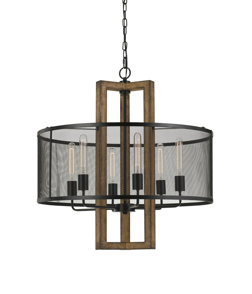 29" Height Mesh Chandelier with Wood Finish