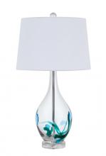 CAL Lighting BO-2996TB - 150W 3 Way Harlan Glass Table Lamp with Hardback Taper Drum Fabric Shade