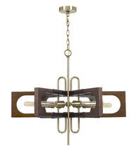 CAL Lighting FX-3728-6 - 60W X 6 Sneak Metal/Wood Chandelier (Edison Bulbs Are Not Included)