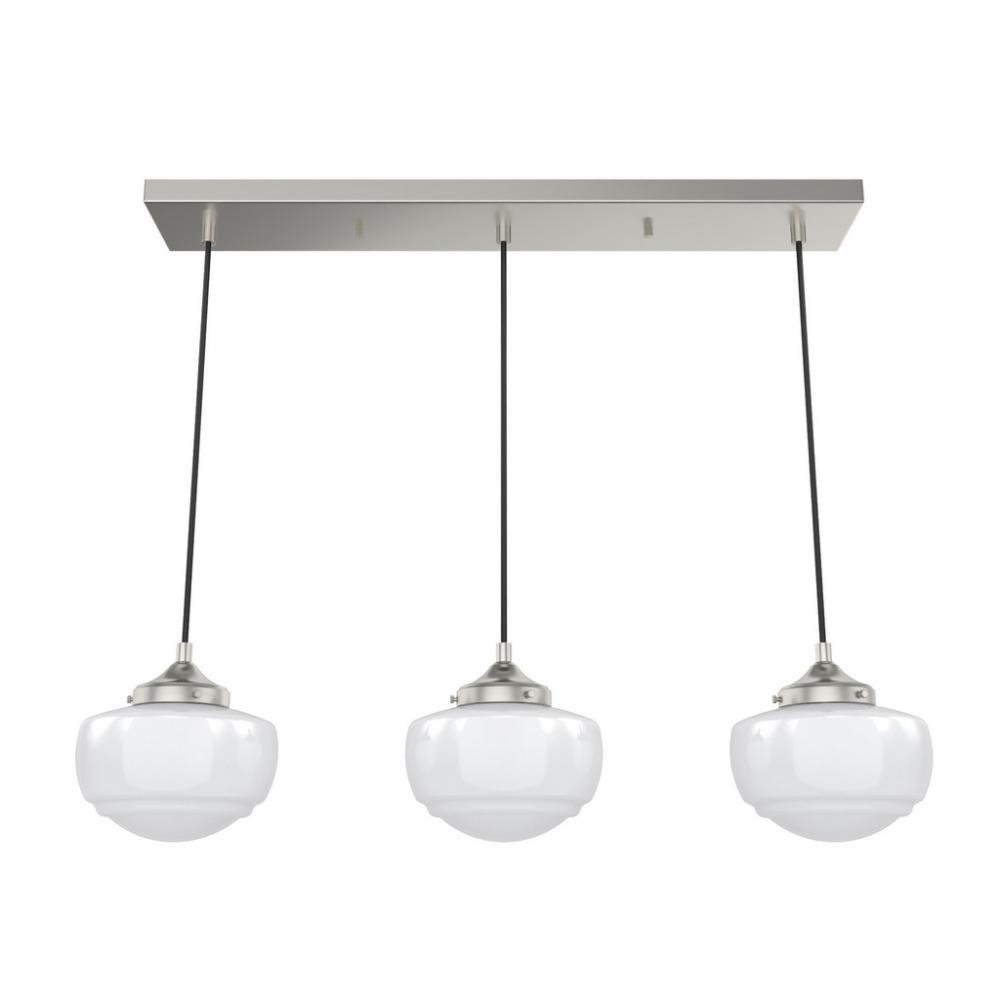 Hunter Saddle Creek Brushed Nickel with Cased White Glass 3 Light Pendant Cluster Ceiling Light