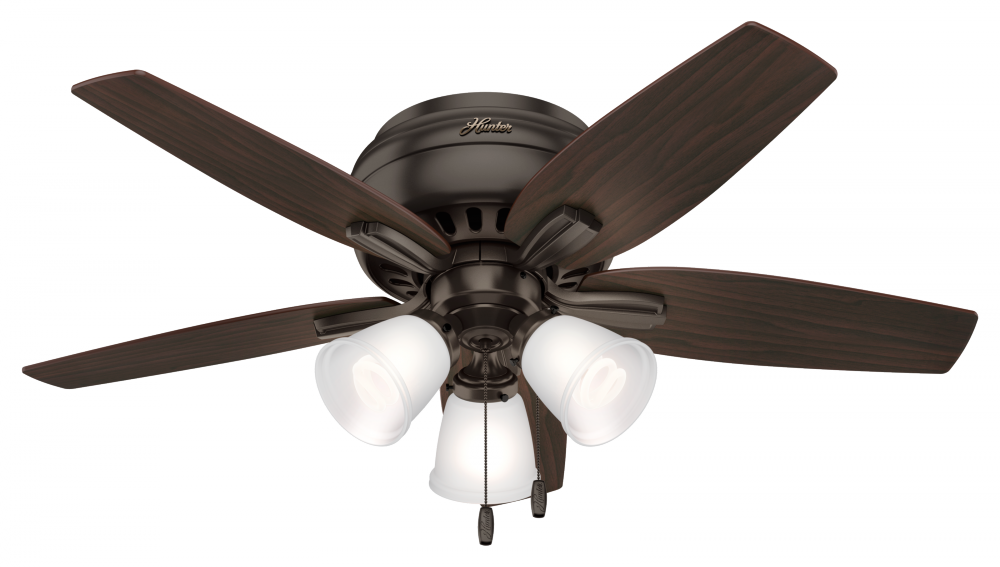 Hunter 42 inch Newsome Premier Bronze Low Profile Ceiling Fan with LED Light Kit and Pull Chain