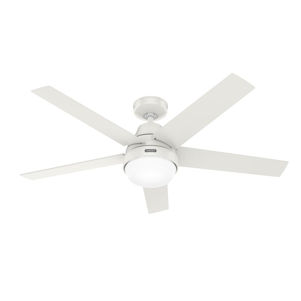 Hunter 52 inch Aerodyne Wi-Fi Fresh White Ceiling Fan with LED Light Kit and Handheld Remote