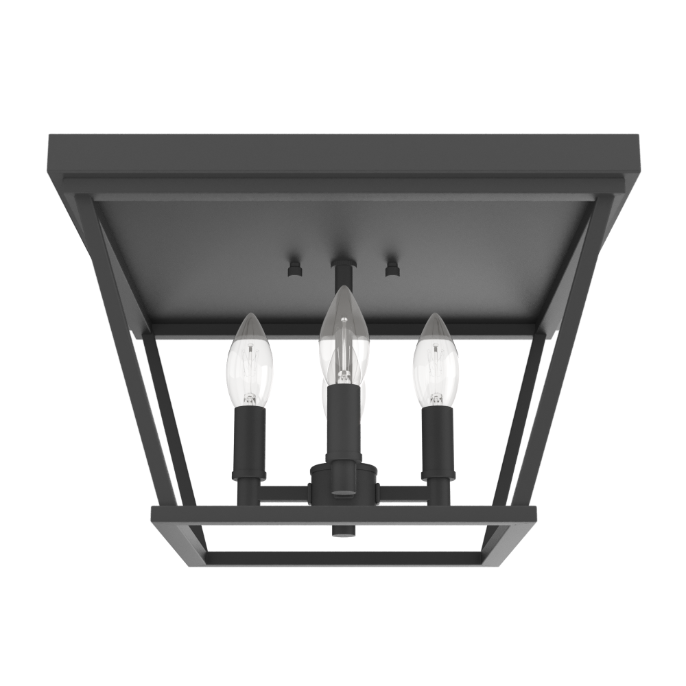 Hunter Laurel Ridge Natural Black Iron 4 Light Medium Flush Mount Ceiling Light Fixture