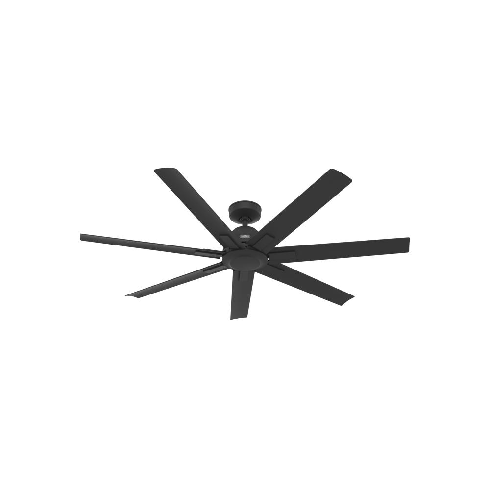 Hunter 60 inch Downtown ENERGY STAR® Matte Black Damp Rated Ceiling Fan and Wall Control