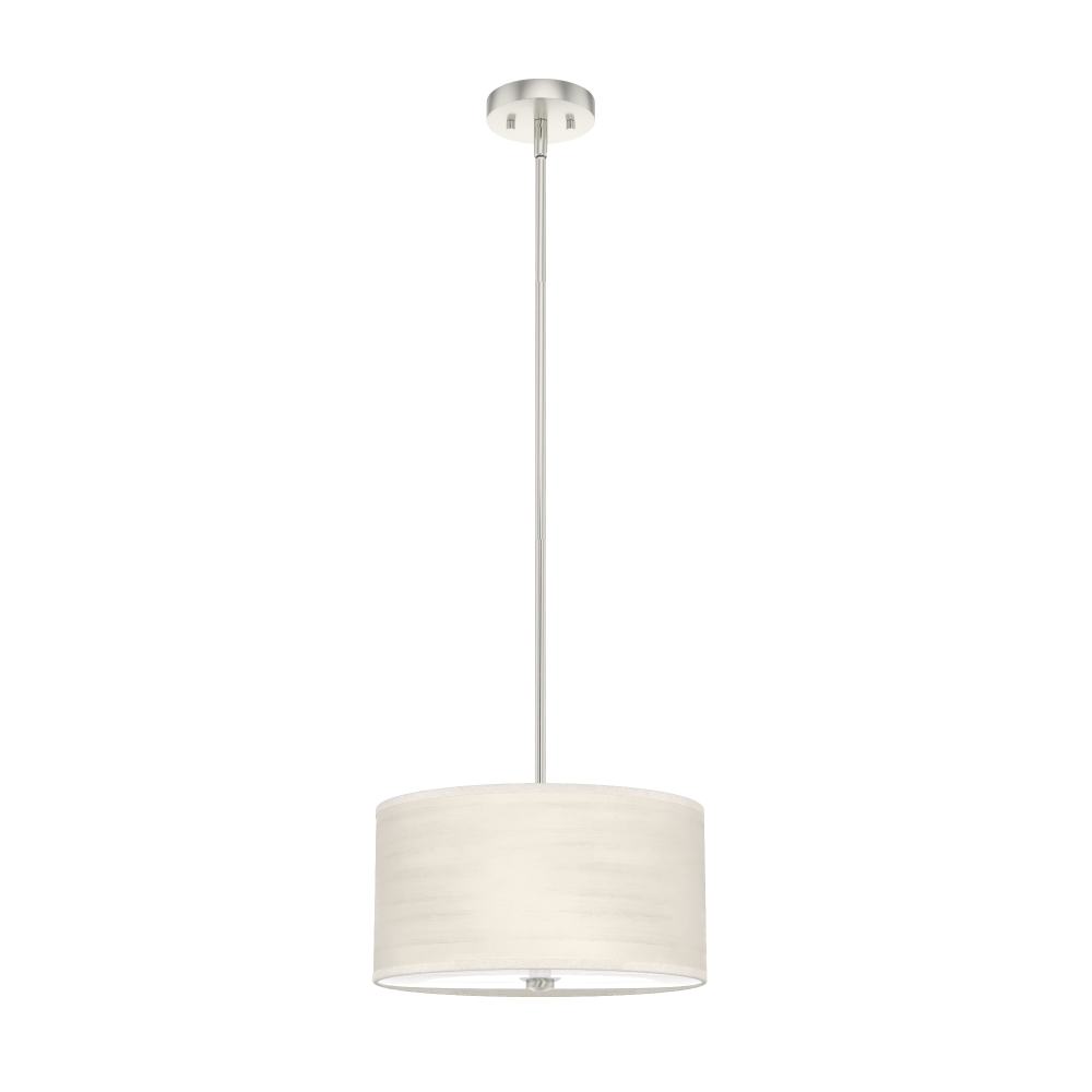 Brushed Nickel with Painted Cased White Glass 2 Light Pendant Ceiling Light Fixture