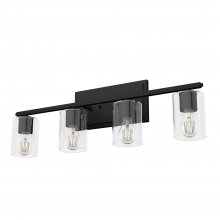 Hunter 48031 - Hunter Kerrison Natural Black Iron with Seeded Glass 4 Light Bathroom Vanity Wall Light Fixture