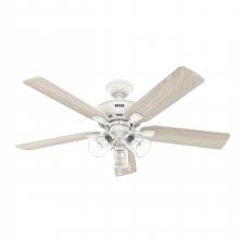 Hunter 52344 - Hunter 52 inch Rosner Matte White Ceiling Fan with LED Light Kit and Pull Chain