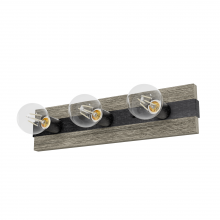 Hunter 19773 - Hunter Donelson Brushed Iron and Barnwood 3 Light Bathroom Vanity Wall Light Fixture