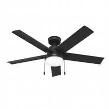 Hunter 51681 - Hunter 52 in Sea Point Matte Black WeatherMax Indoor/Outdoor Ceiling Fan w/ LED LT Kit & Pull Chain