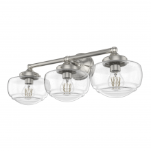 Hunter 19461 - Hunter Saddle Creek Brushed Nickel with Seeded Glass 3 Light Bathroom Vanity Wall Light Fixture