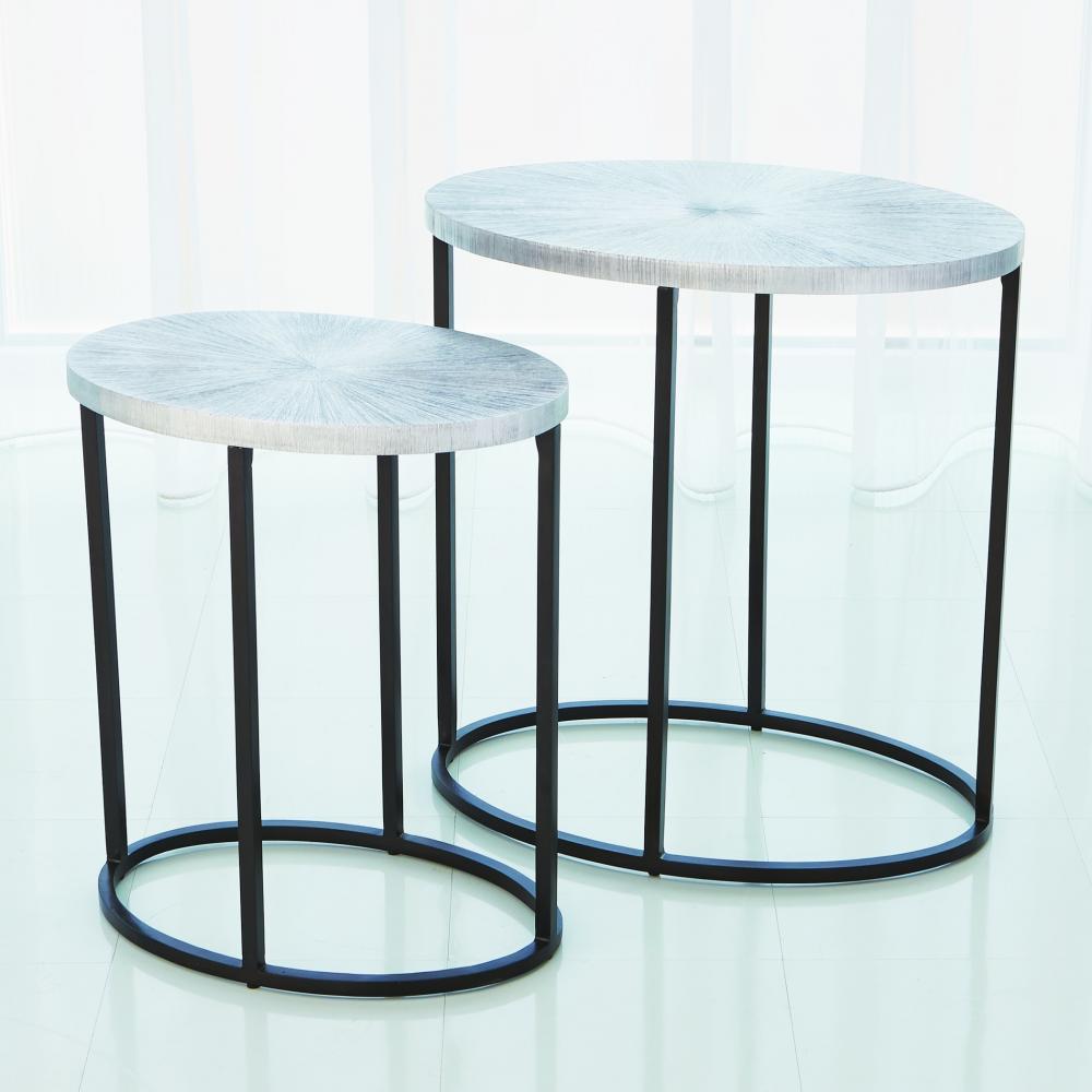 Striated Accent Table-Nickel-Sm