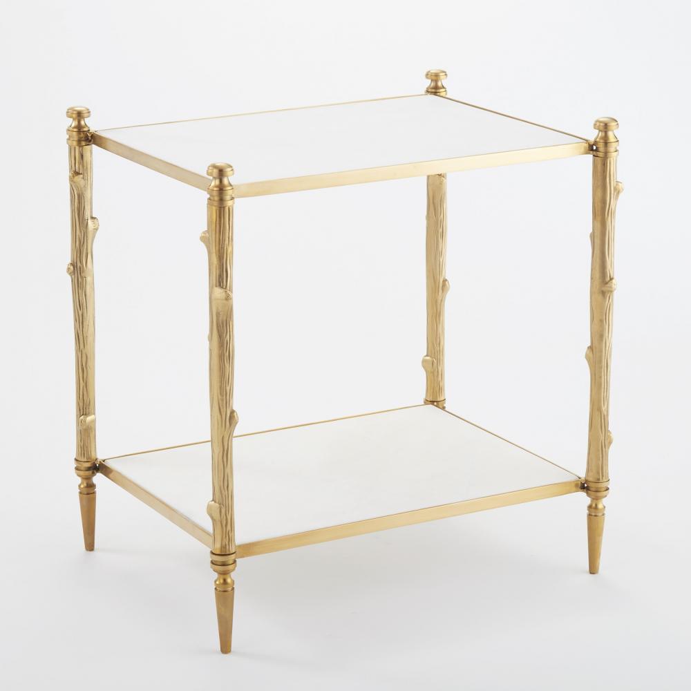 Arbor Side Table-Brass & White Marble