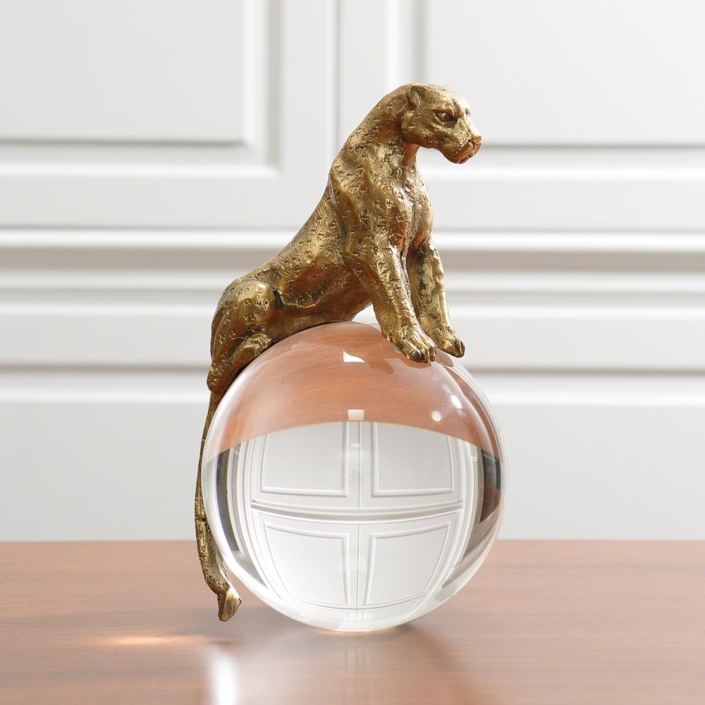 Jaguar on Crystal Ball-Brass