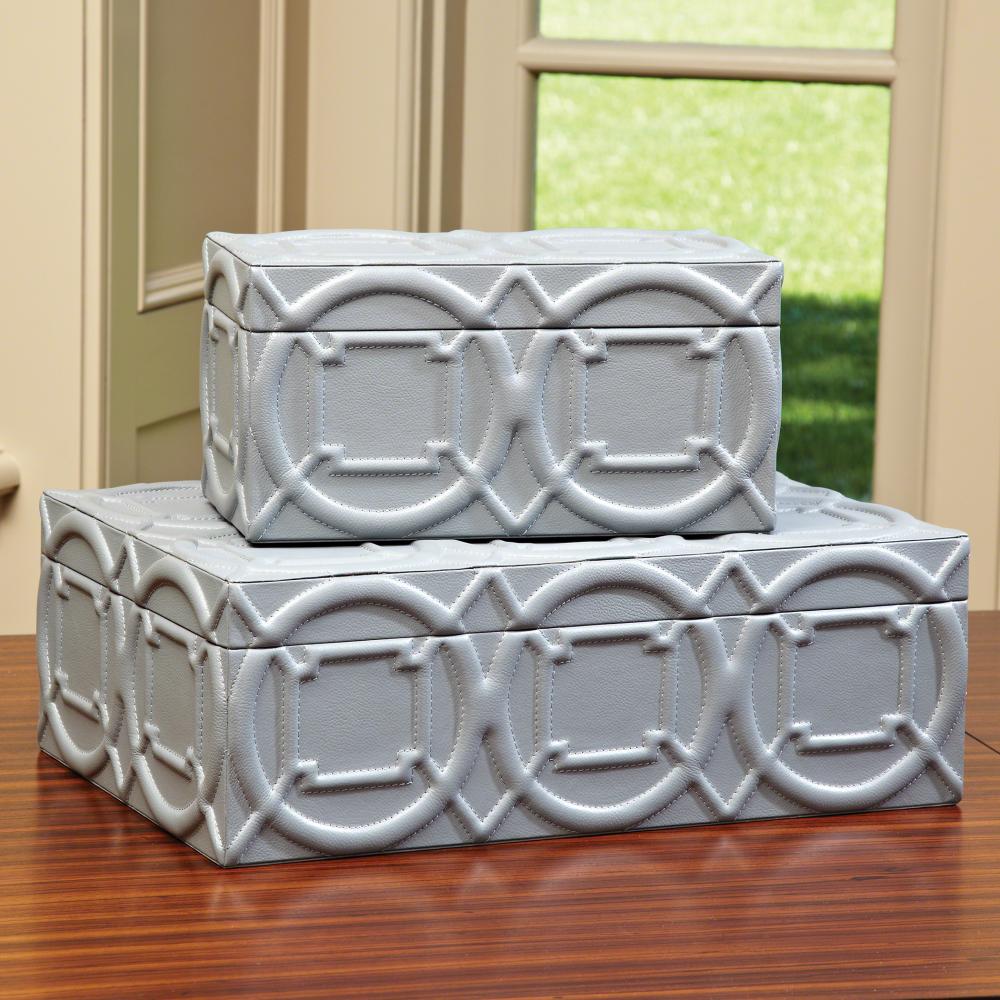 Arabesque Trapunto Box-Grey-Lg