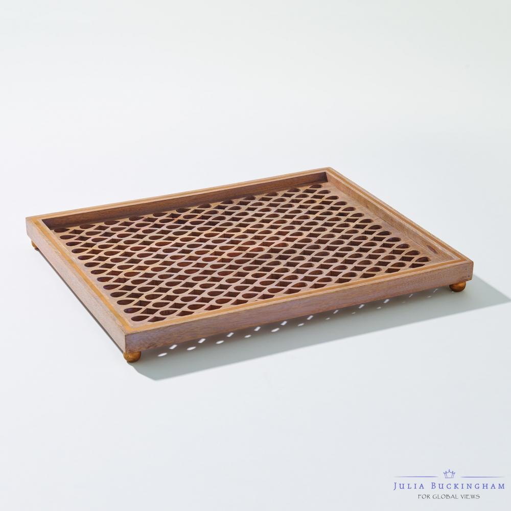 Gem Lattice Tray-Gilded Wood-Med