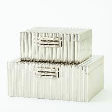 Global Views 9.92037 - Corrugated Bamboo Box-Nickel-Sm