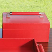 Global Views 9.92601 - Wrapped Leather Handle Box-Crimson