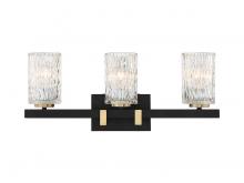 Lighting One US L8-3601-3-143 - Keene 3-Light Bathroom Vanity Light in Matte Black with Warm Brass Accents