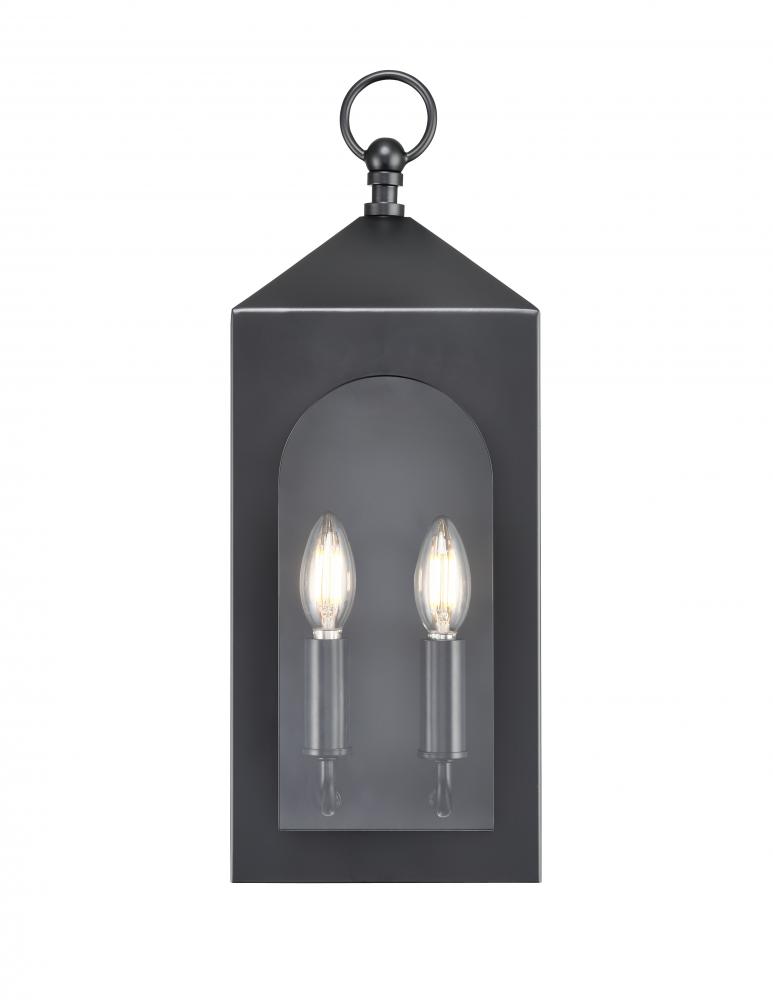 Bratton 2-Light Outdoor Wall Sconce Powder Coated Black