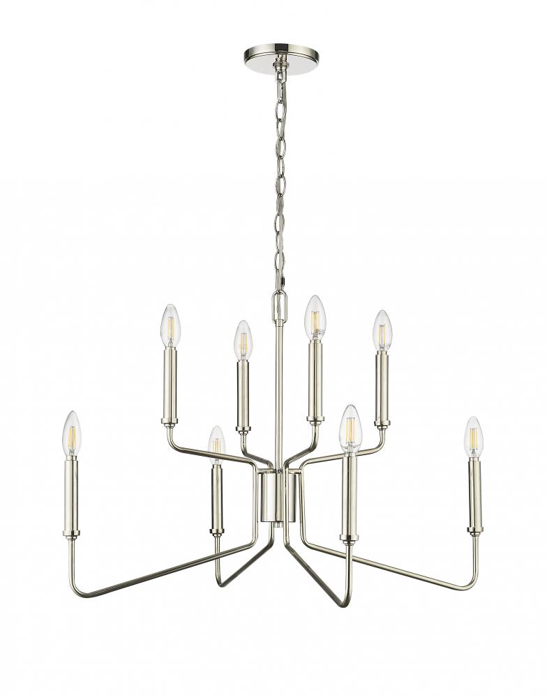 Raven 8-Light Chandelier Ceiling Light Polished Nickel