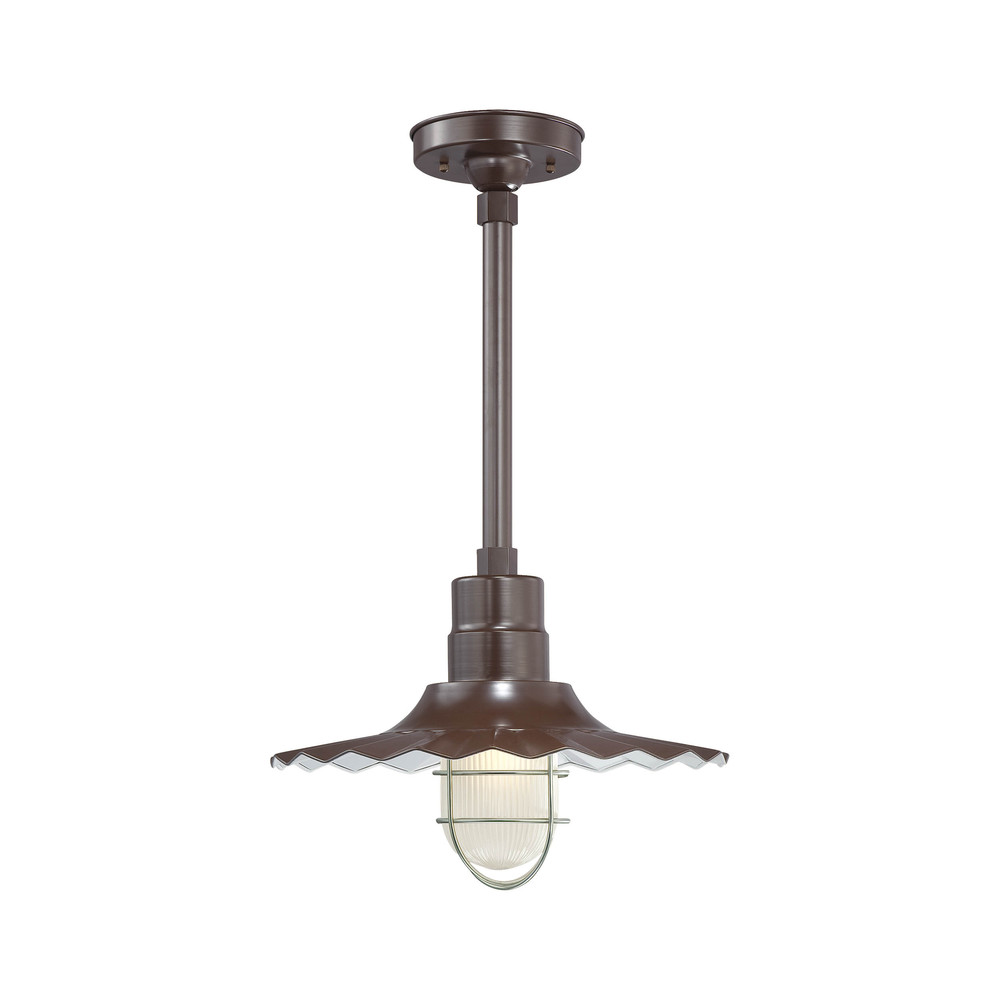 R Series 1-Light Stem Hung Radial Wave Shade Architectural Bronze