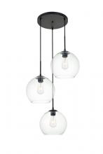  LD2214BK - Baxter 3 Lights Black Pendant with Clear Glass