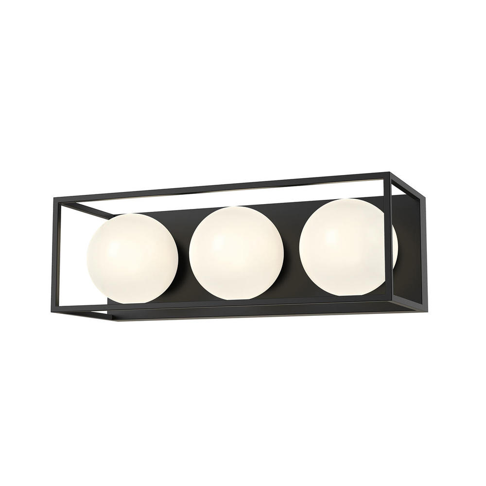 Amelia 19-in Matte Black/Opal Matte Glass 3 Lights Vanity