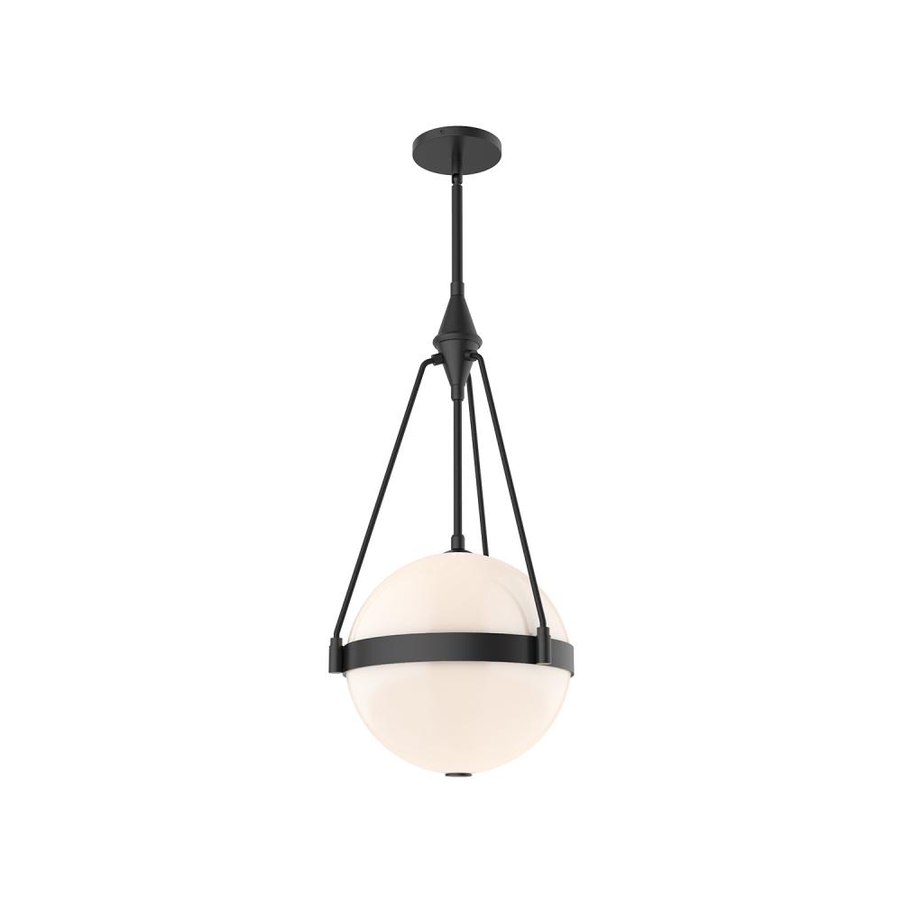 Harmony 14-in Matte Black/Glossy Opal Glass 3 Lights Pendant