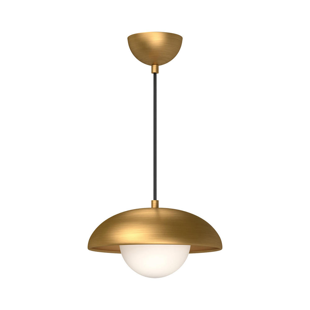 Rubio 11-in Aged Gold/Opal Matte Glass 1 Light Pendant