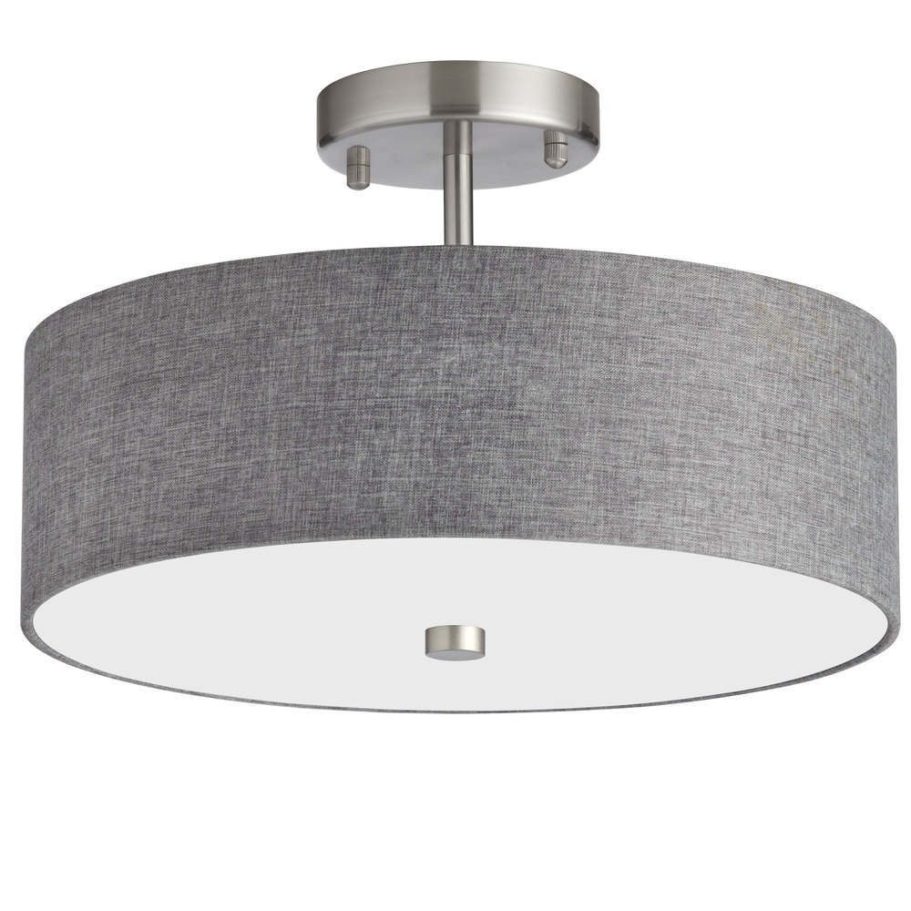 3LT Incandescent Semi-Flush SC w/ Grey Shade