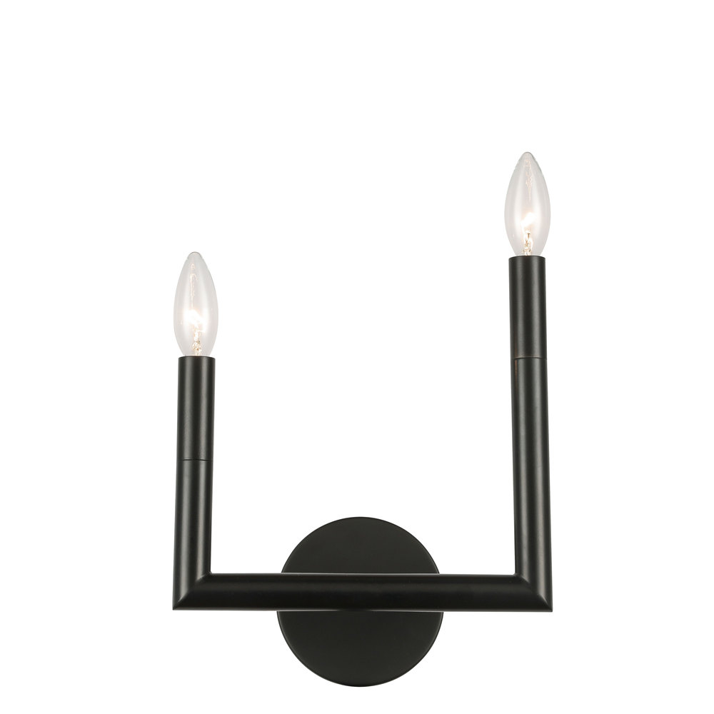 2 Light Incandescent Wall Sconce, Matte Black